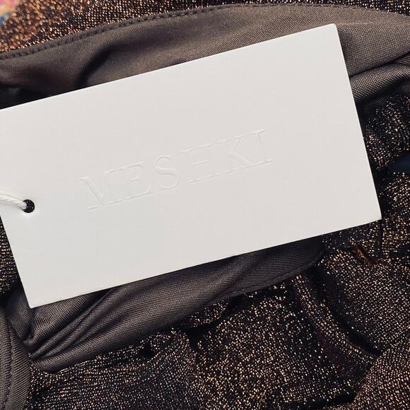 MESHKI Christina Backless Cut out Dress Long Sleeve Brown Gold Metallic NEW XXS - Picture 11 of 12